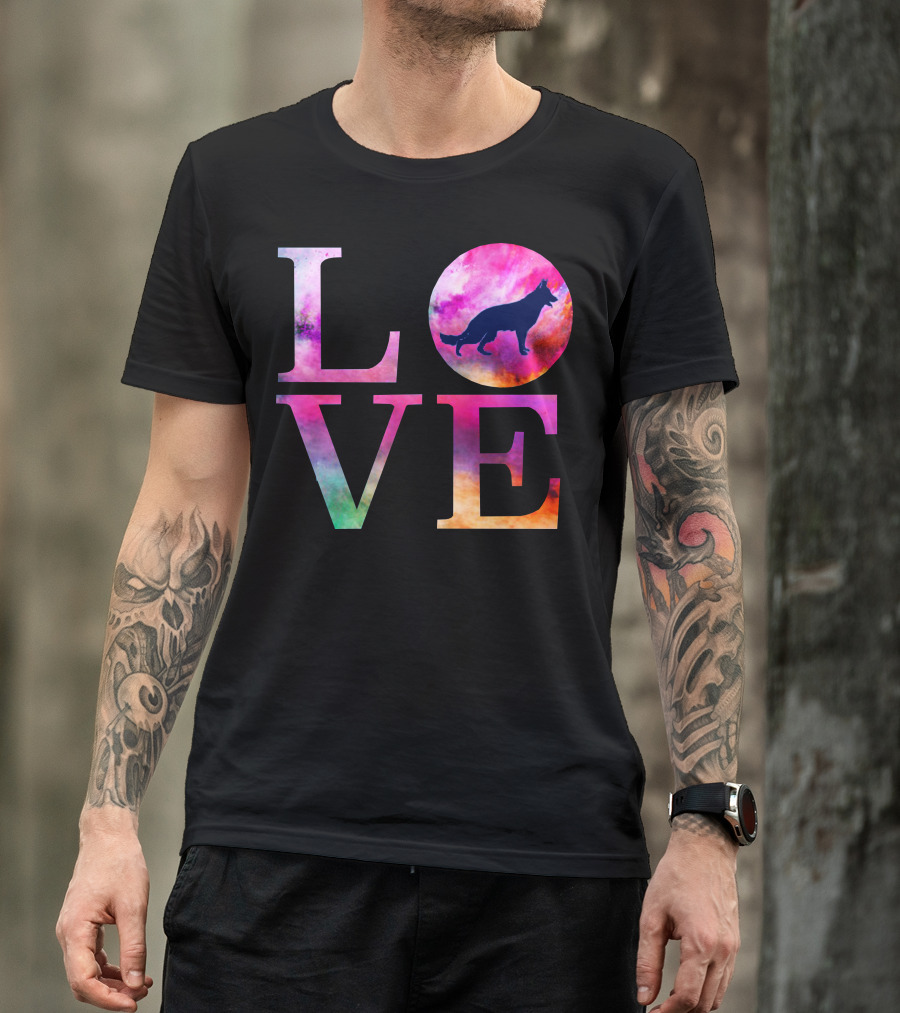 Love German Shepherd Dog Colorful Pink T-Shirt
