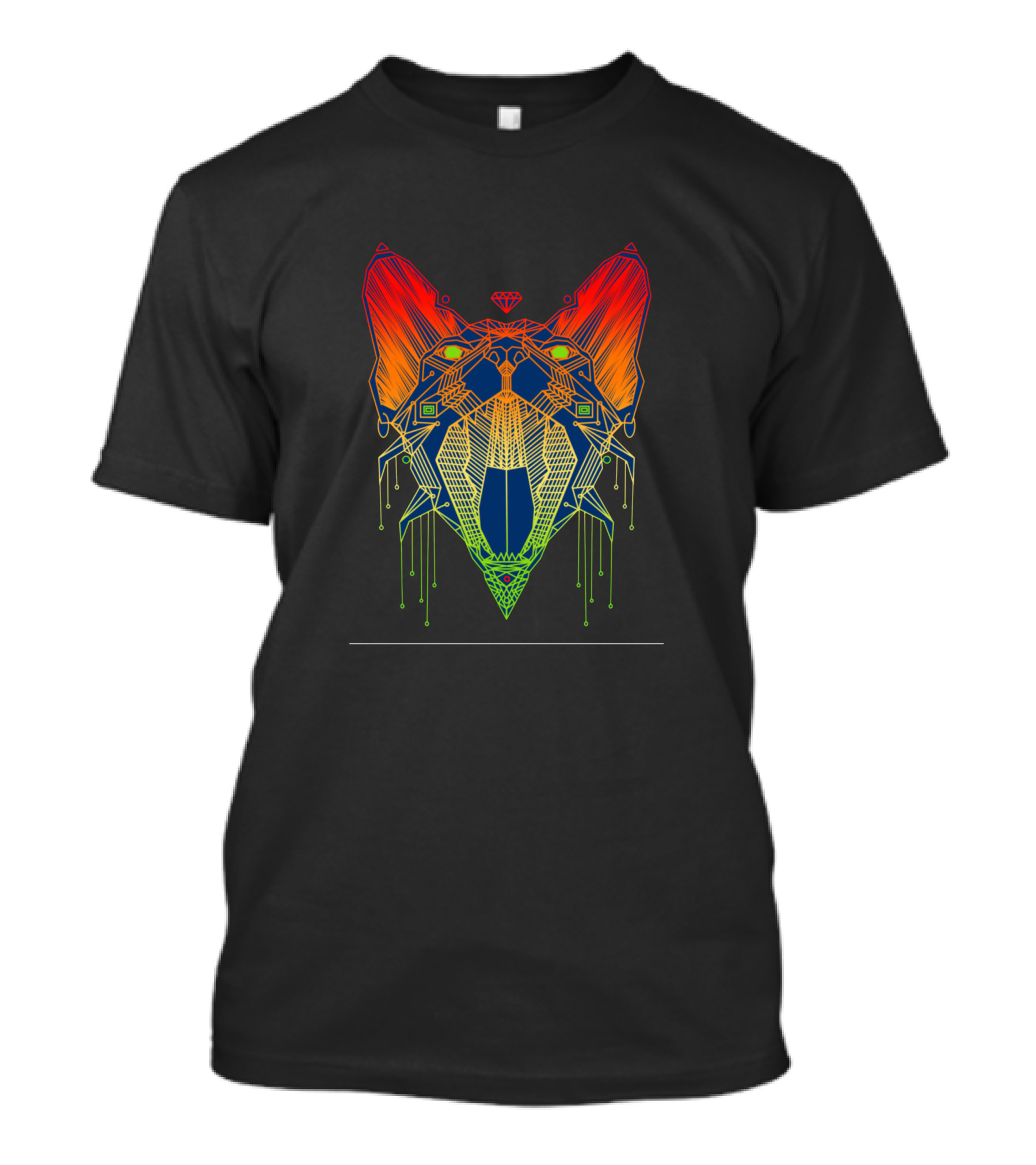 Cyber Cat Geometric Rainbow Neon Aesthetic T-Shirt