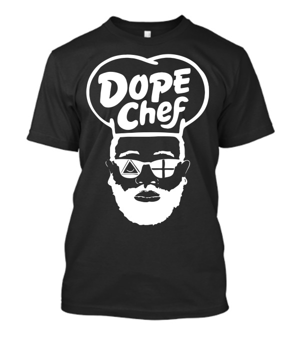 DOPE CHEF Cartoon Reflective Shades Pyramid Cross T-Shirt