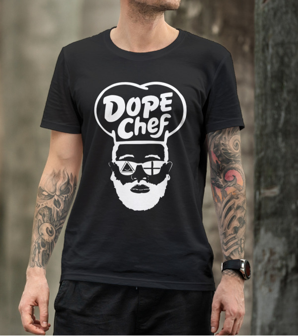 DOPE CHEF Cartoon Reflective Shades Pyramid Cross T-Shirt