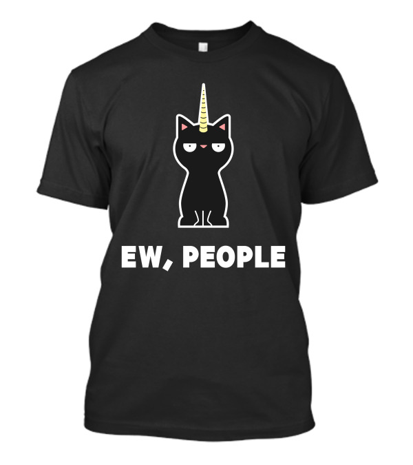 Ew People Cat Unicorn Caticorn Black Cat Unicorn Horn T-Shirt