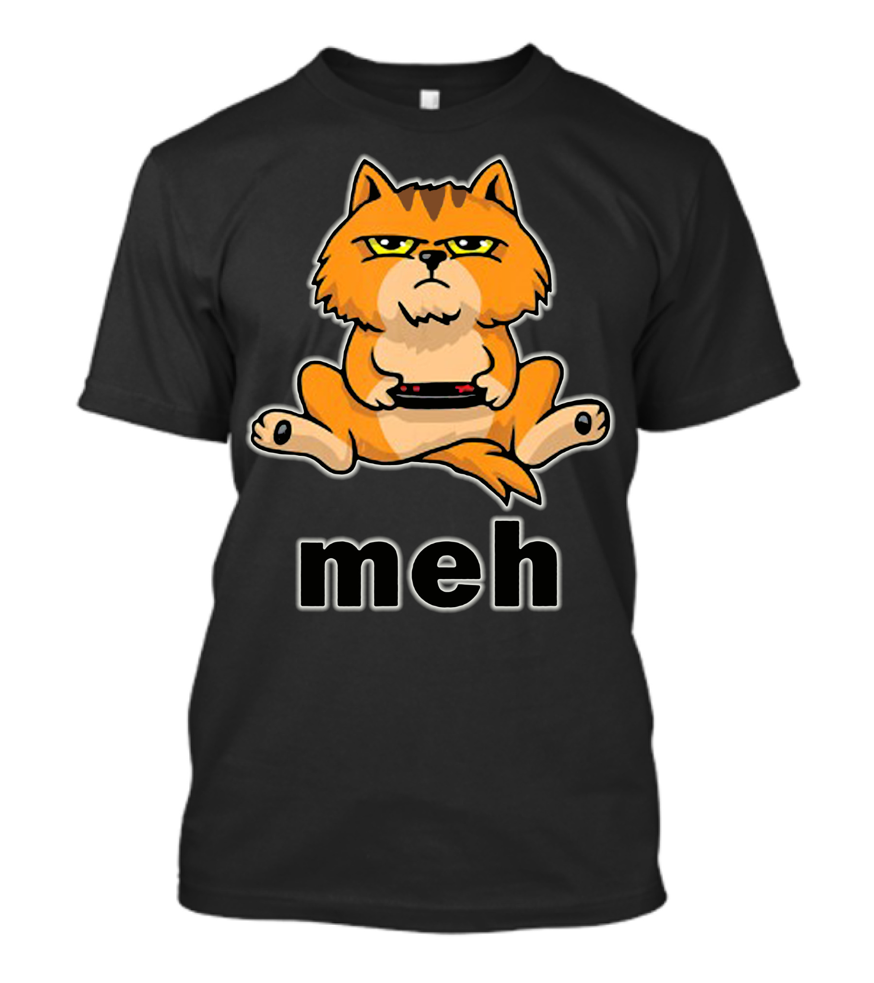 Meh Cat Playing Video Game Controller T-Shirt