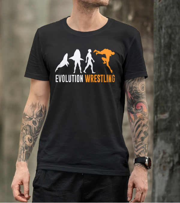 Evolution Of Fishes To Human Wrestling Humor T-Shirt