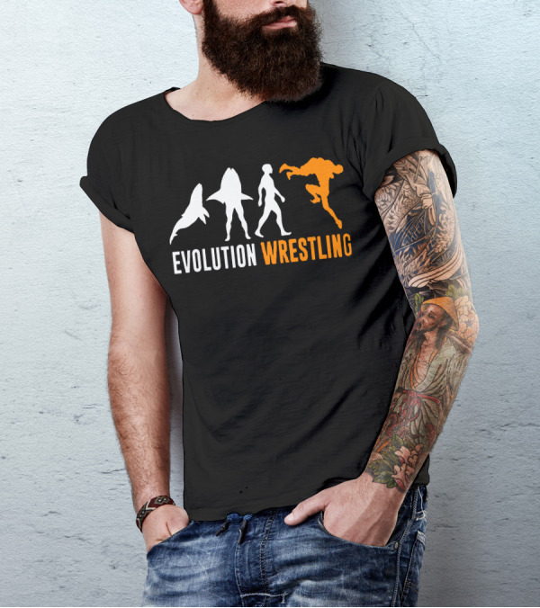 Evolution Of Fishes To Human Wrestling Humor T-Shirt