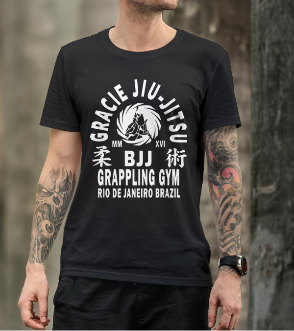 Gracie Jiu-Jitsu BJJ Grappling Gym Rio De Janeiro Brazil T-Shirt