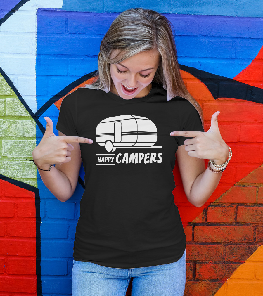 Happy Campers Vintage Camper Caravan Adventure T-Shirt