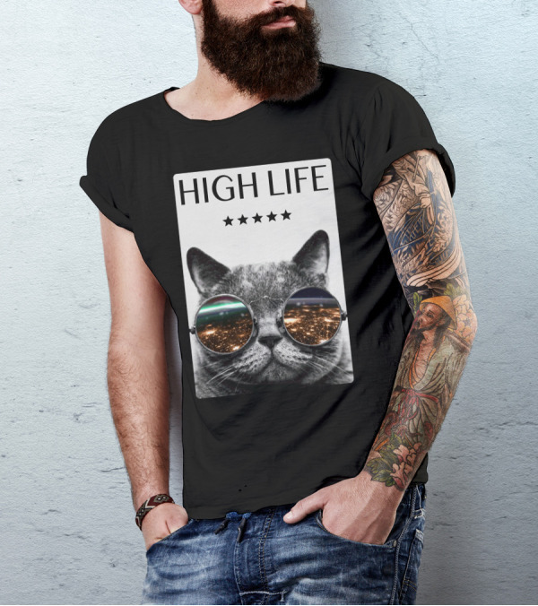 HIGH LIFE CAT CITY NIGHT GOGGLES FIVE STARS T-Shirt