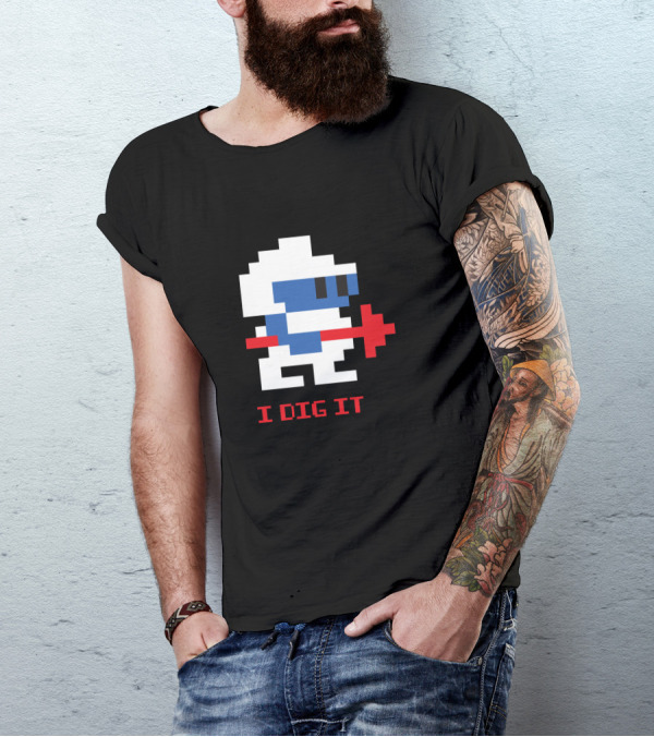 I Dig It Retro Pixel Miner Video Game T-Shirt