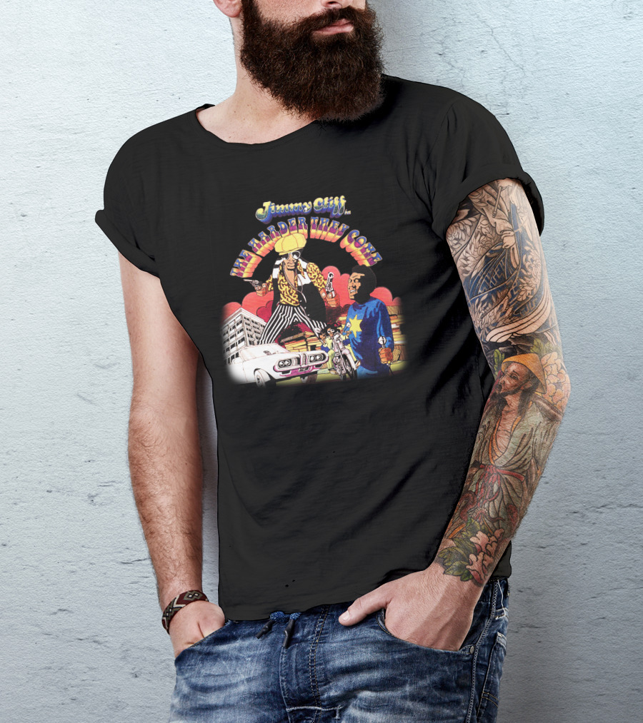 Jimmy Cliff The Harder They Come Colorful Retro Scene With Characters And Car T-Shirt