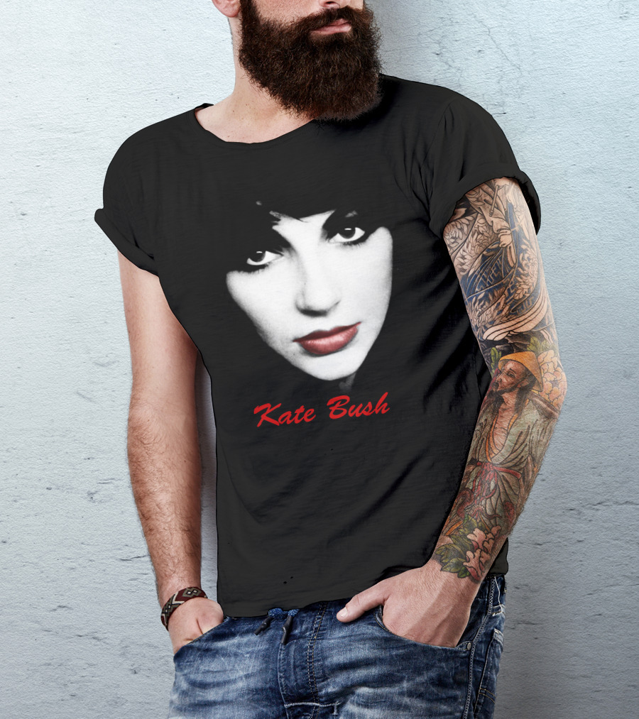 Kate Bush Monochrome Portrait With Red Lips T-Shirt