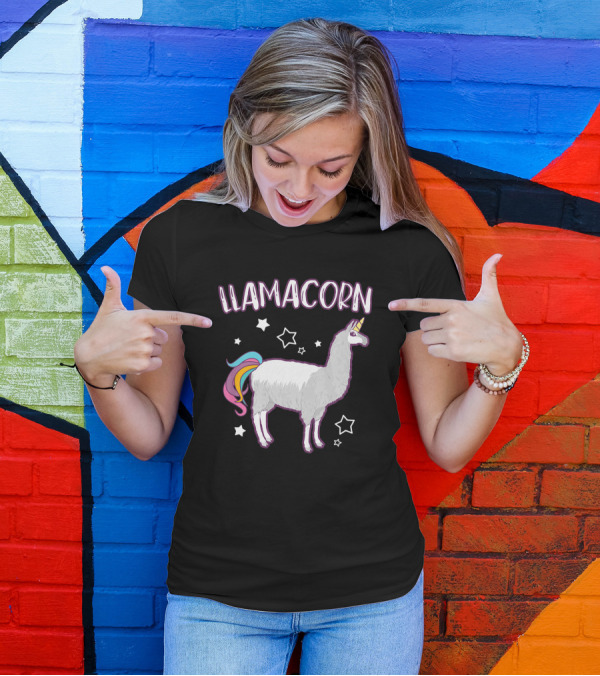 Kids Llamacorn Funny Cute Unicorn Llama With Stars T-Shirt