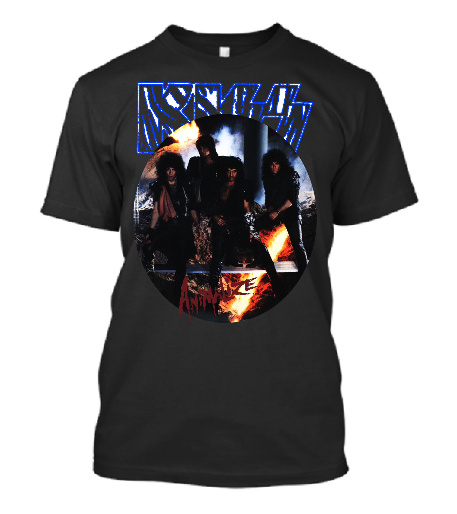 Kiss Animalize Band Members With Fire T-Shirt