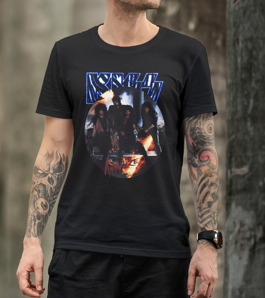Kiss Animalize Band Members With Fire T-Shirt