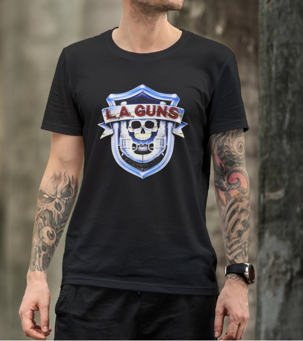 LA Guns Skull Shield Emblem No Mercy Tour 1988 T-Shirt