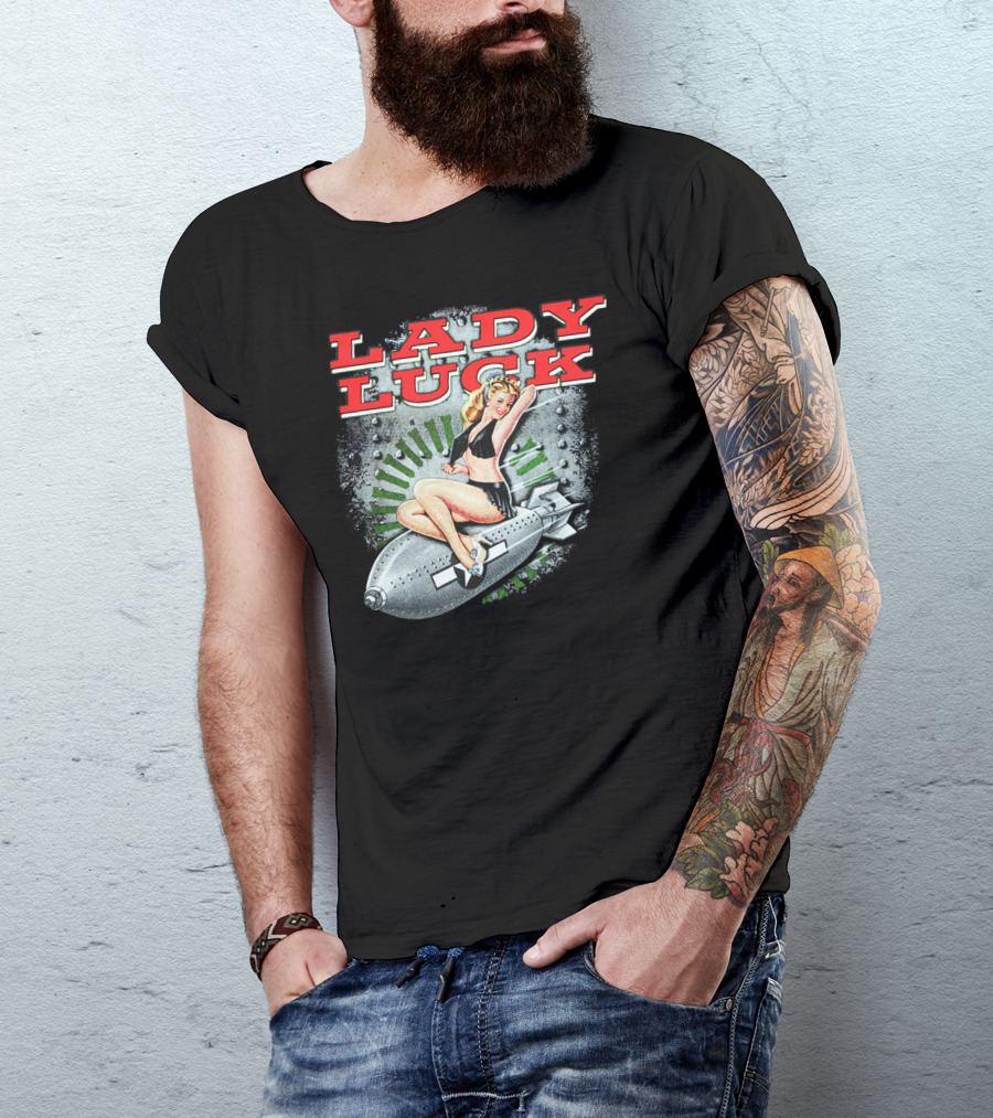 LADY LUCK Pin-Up Art Bombshell T-Shirt