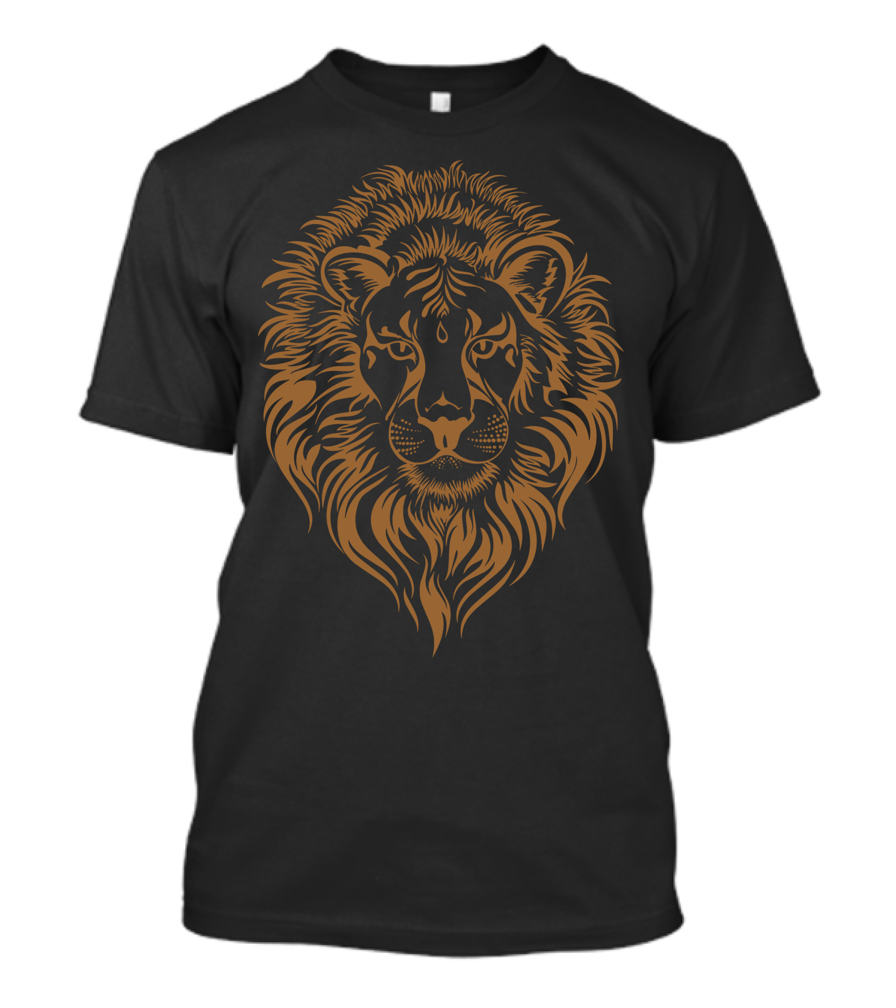 Lion Detailed Illustration Brown T-Shirt