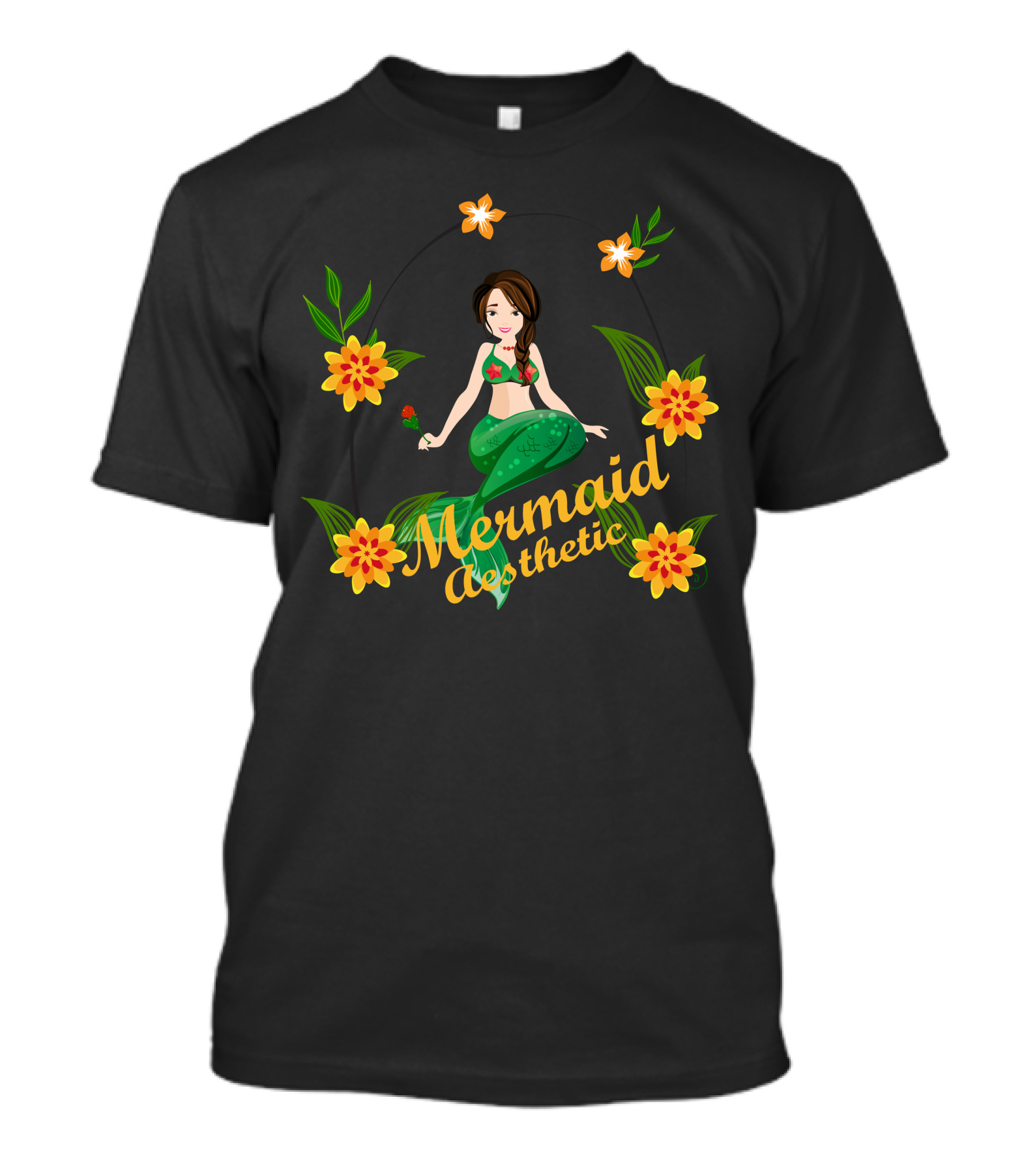 Mermaid Aesthetic Flowers Emoji Meme T-Shirt