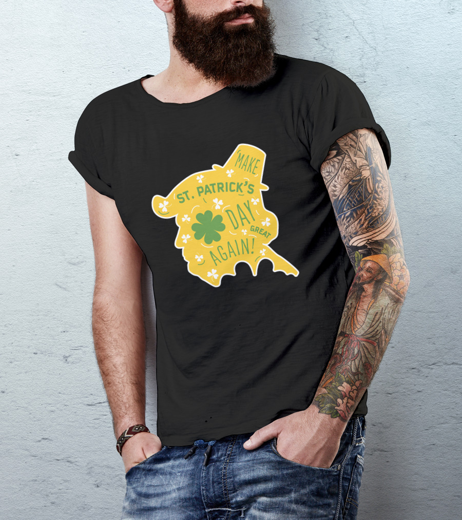 Make St. Patrick's Day Great Again Shamrock Hat Clover Icons T-Shirt