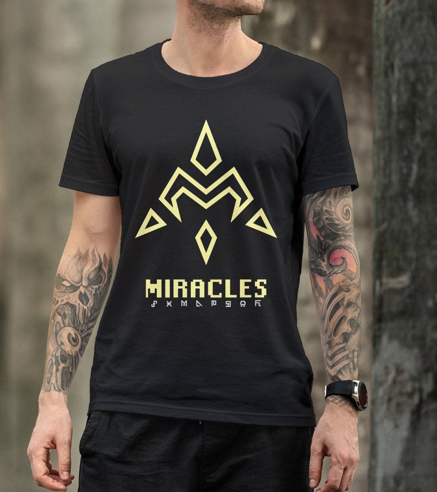 MIRACLES Geometric Symbol With Stylized Letters T-Shirt