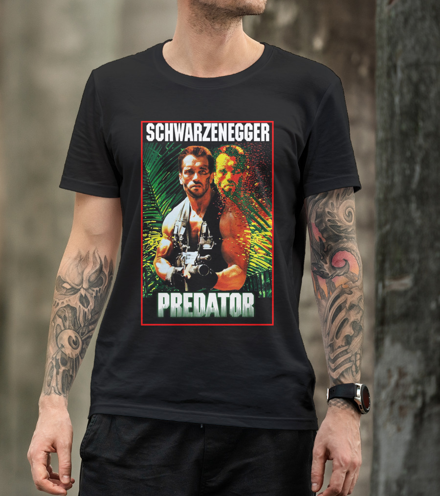 Schwarzenegger Predator Jungle Action Scene T-Shirt