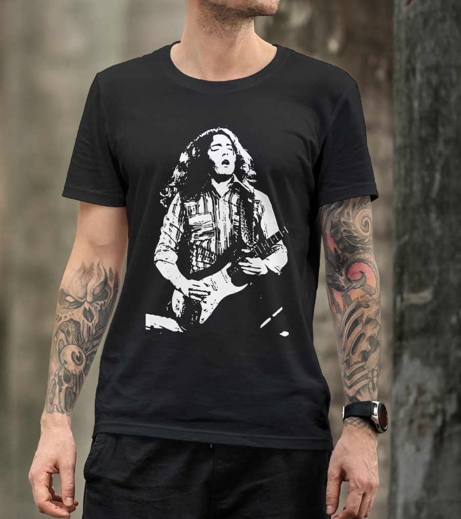 Rory Gallagher Black And White Guitarist T-Shirt
