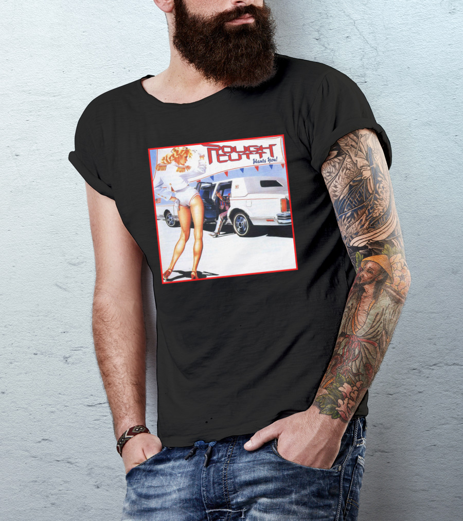 Rough Cutt Wants You Album Cover Vintage Car Pin-Up T-Shirt