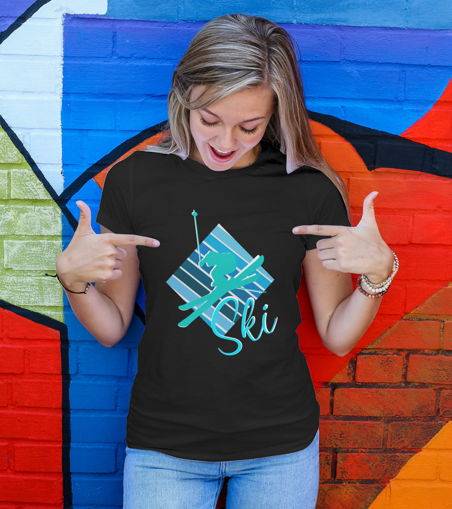 Ski Blue Stripes Skier T-Shirt