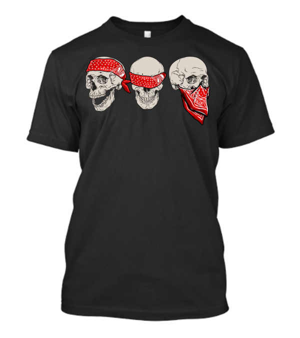 Skull Bandana Red Pattern Trio T-Shirt