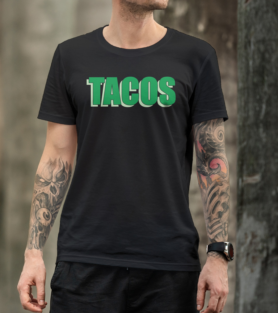 Tacos Lovers Bold Green Text T-Shirt