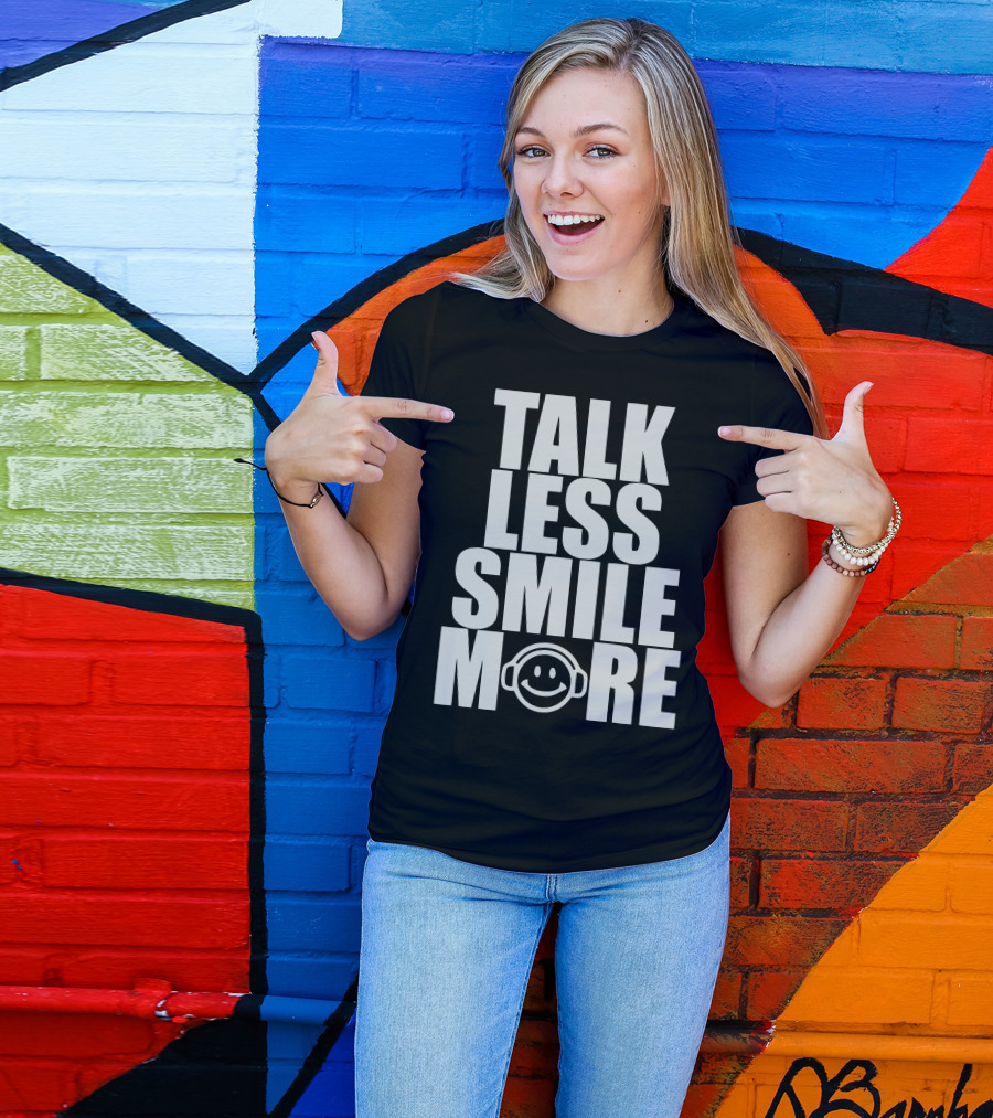 Talk Less Smile More Headphones Emoji T-Shirt