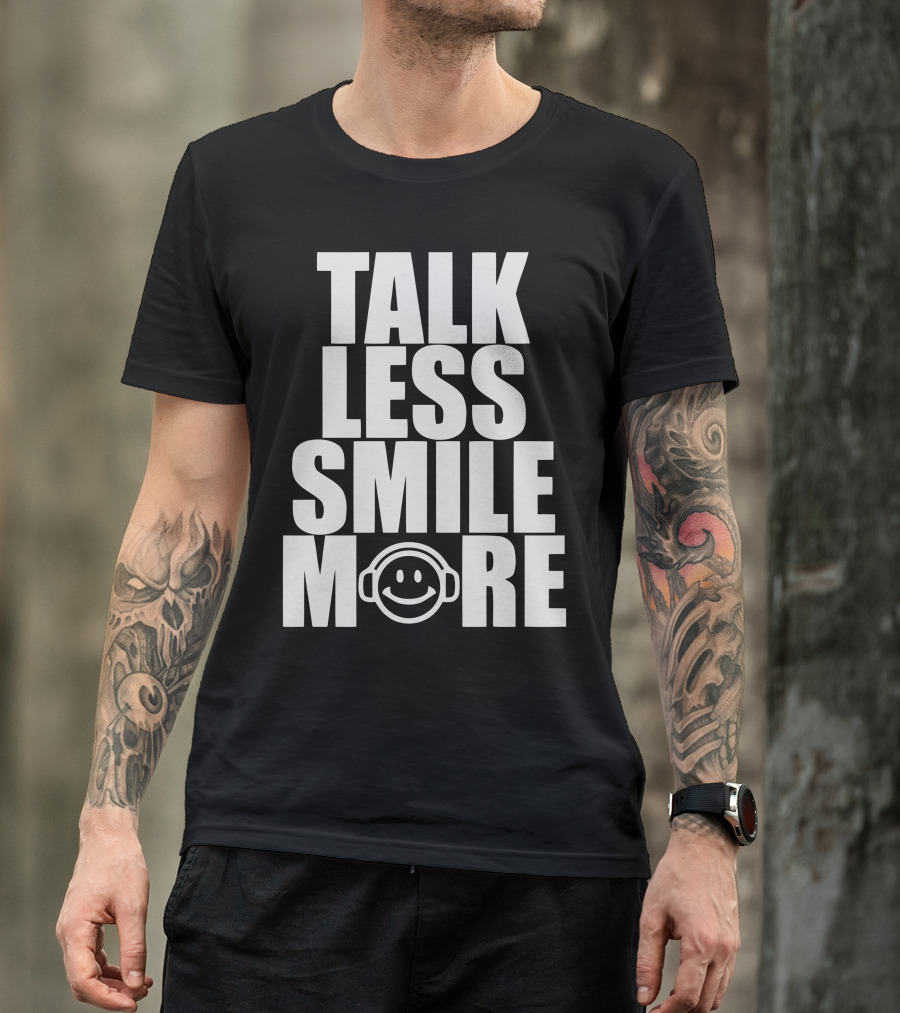 Talk Less Smile More Headphones Emoji T-Shirt