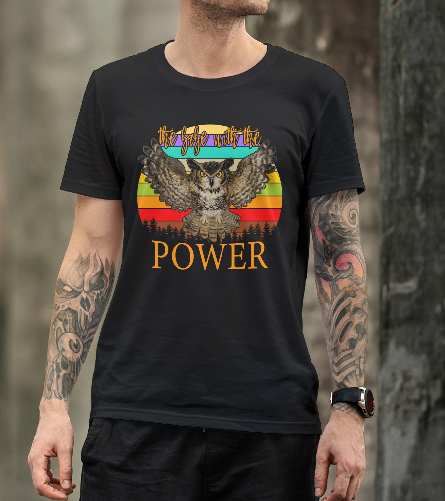 The Babe With The Power Owl Rainbow Stripes Forest T-Shirt