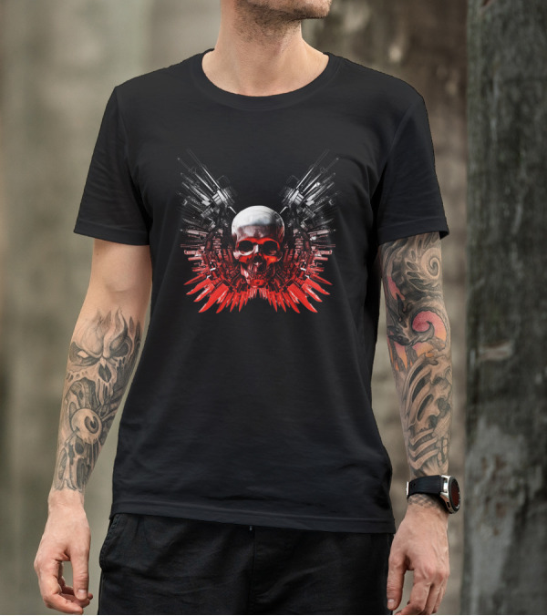 The Expendables 3 Stallone Statham Skull Wings With Guns Action Movie T-Shirt