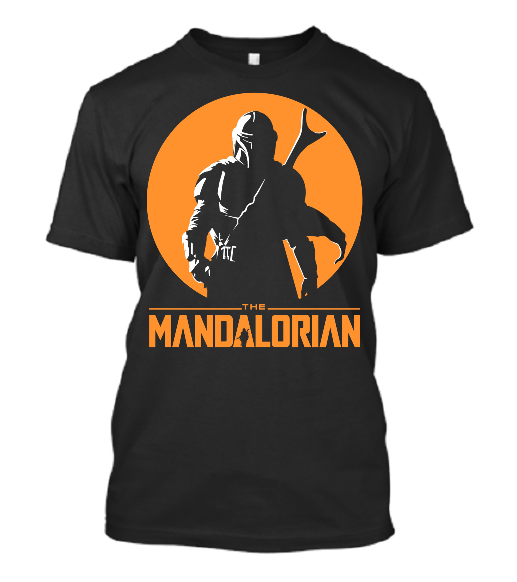 The Mandalorian Silhouette Against Orange Sun Circle T-Shirt