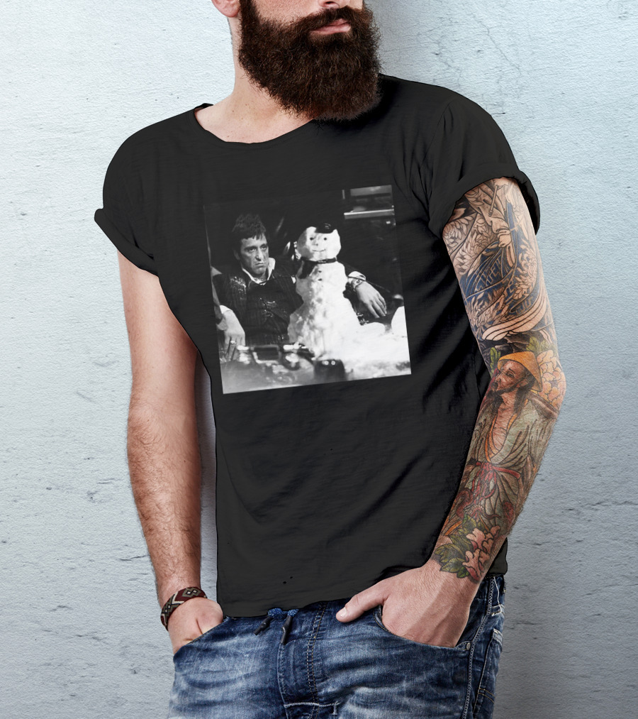 Tony Montana Scarface Snowman Scene T-Shirt