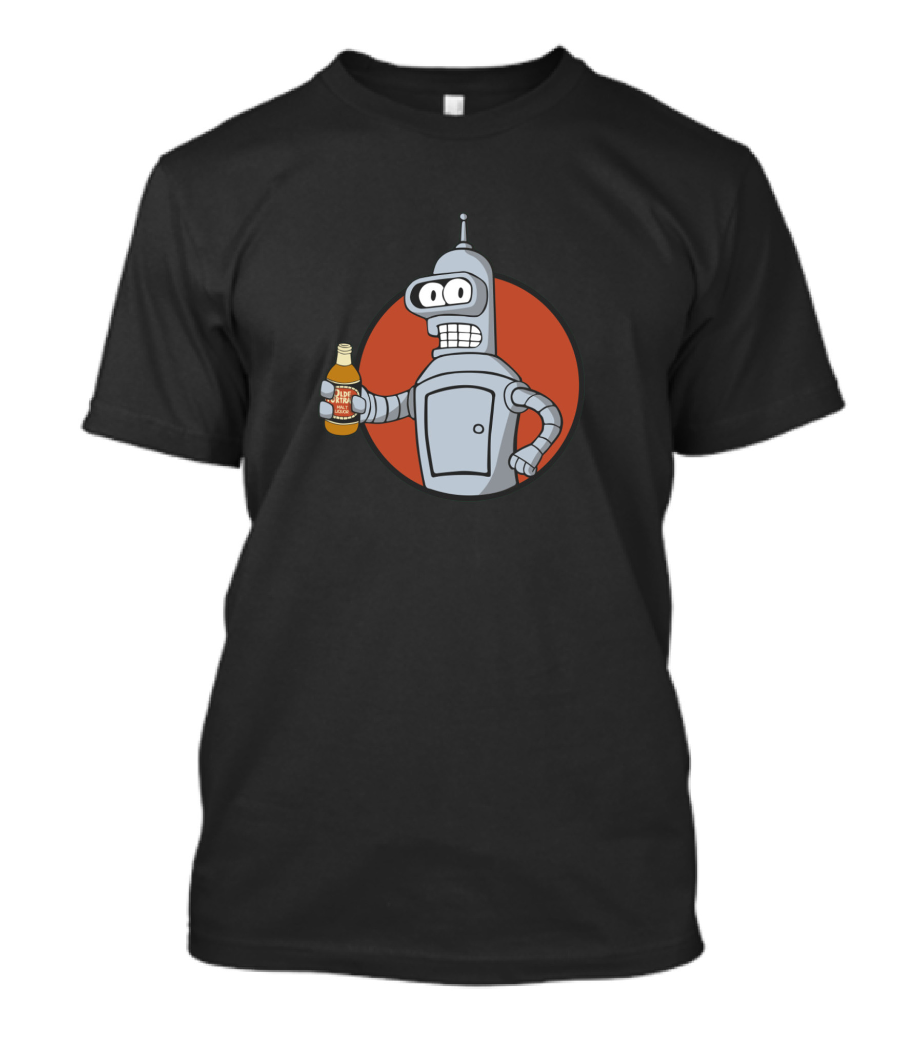 Futurama Bender Holding Beer Bottle Vault Bot T-Shirt