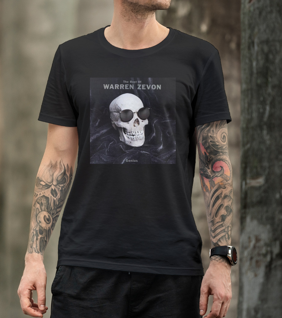 The Best Of Warren Zevon Genius Skull With Sunglasses T-Shirt