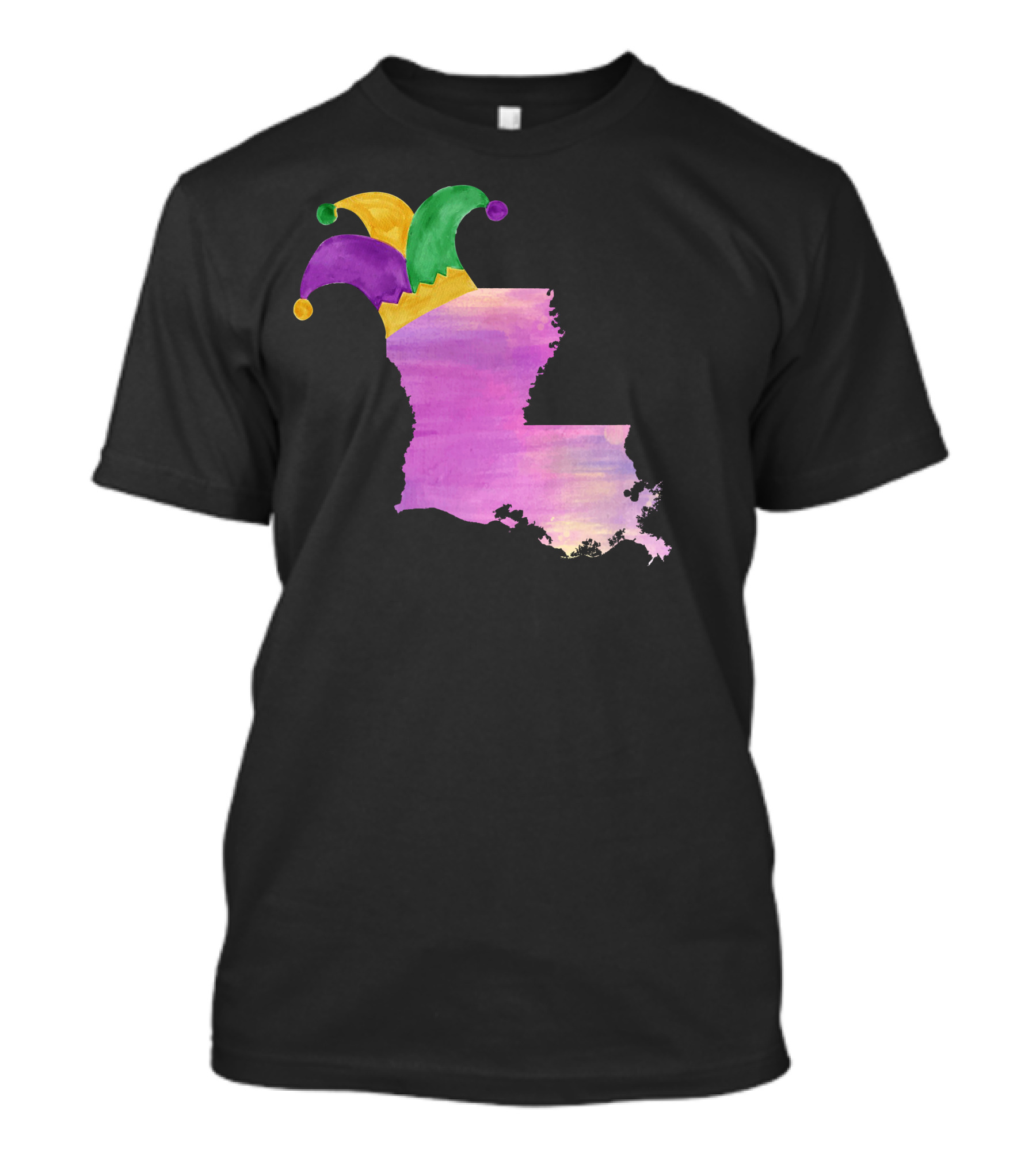 Mardi Gras Louisiana Watercolor Jester Hat T-Shirt