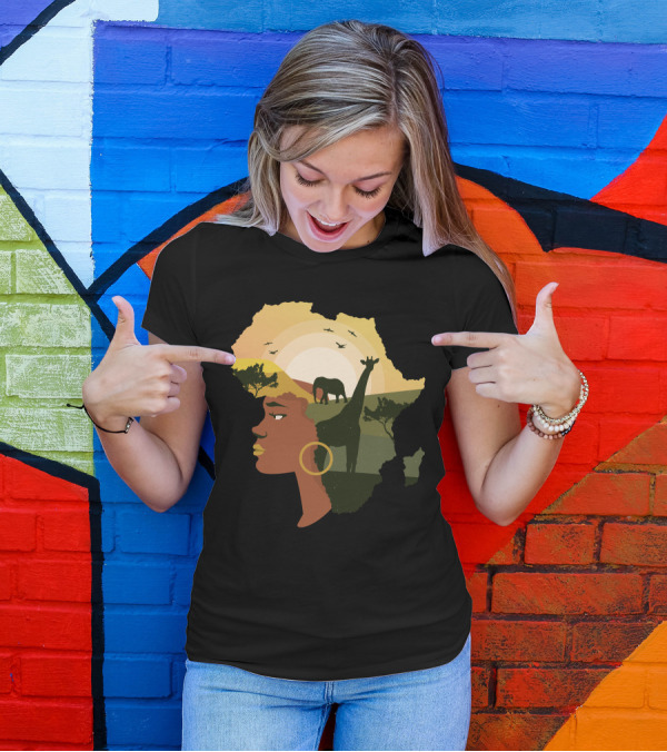 Woman Africa Wildlife Landscape T-Shirt