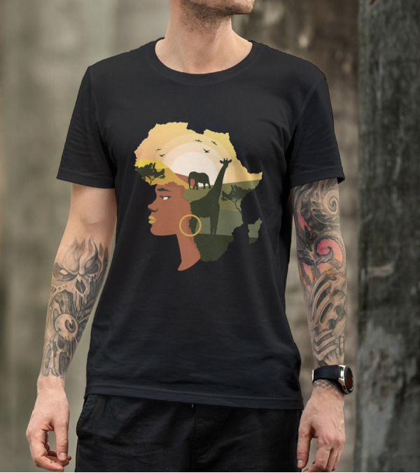 Woman Africa Wildlife Landscape T-Shirt