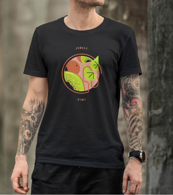 JUNGLE Kiwi Fruit Slice With Abstract Jungle Elements T-Shirt