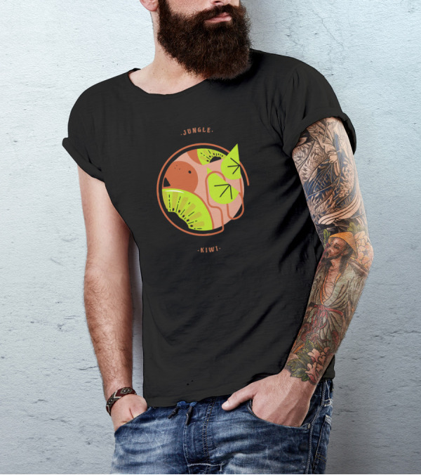 JUNGLE Kiwi Fruit Slice With Abstract Jungle Elements T-Shirt
