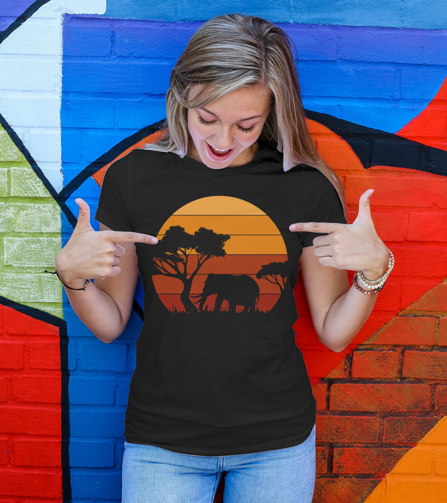 Safari Elephant Sunset Africa T-Shirt