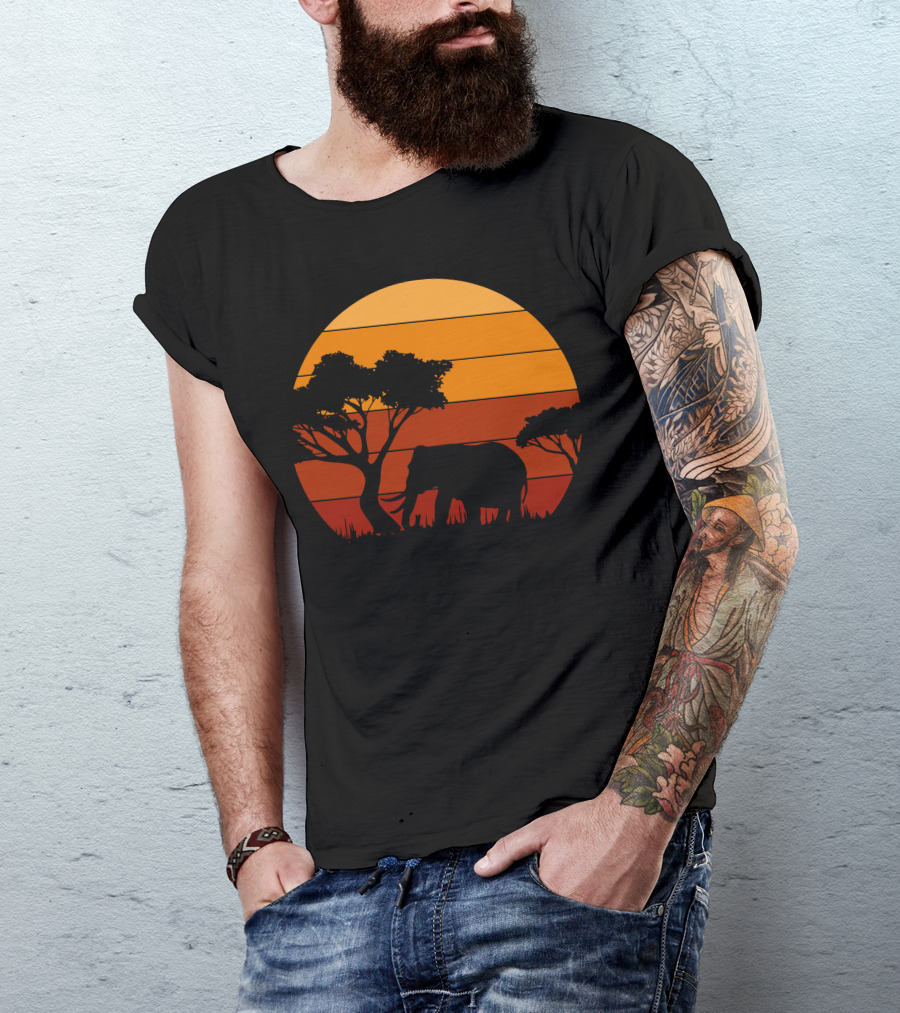 Safari Elephant Sunset Africa T-Shirt