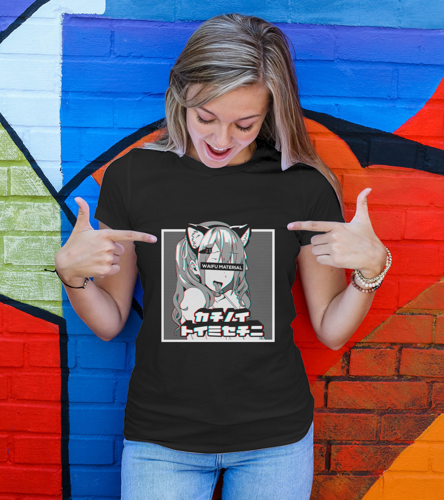 Waifu Material Ahegao Neko Girl Cosplay Aesthetic T-Shirt