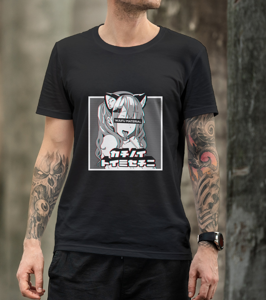 Waifu Material Ahegao Neko Girl Cosplay Aesthetic T-Shirt