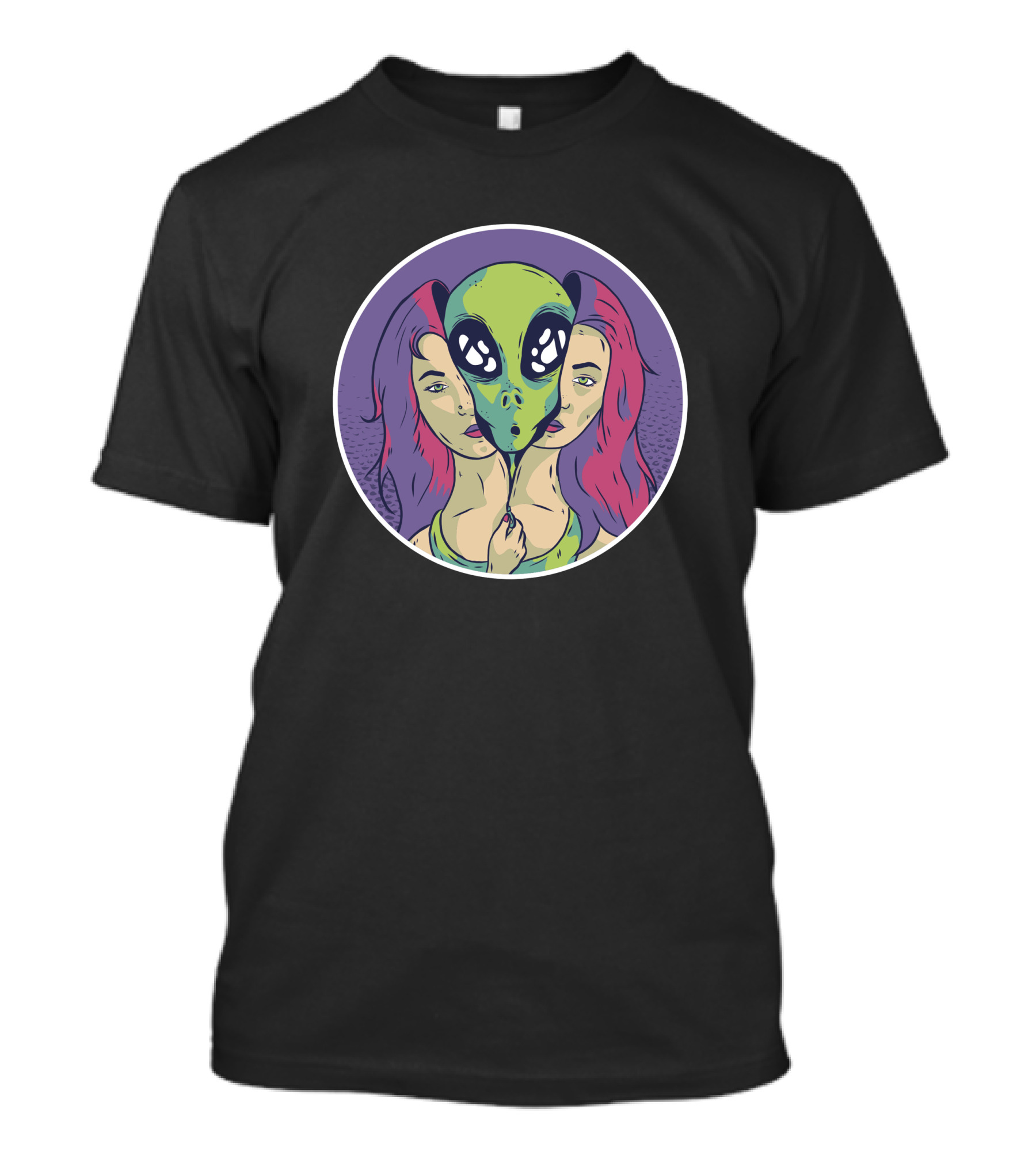 Alien Girl Double Identity Purple And Green Aesthetic T-Shirt