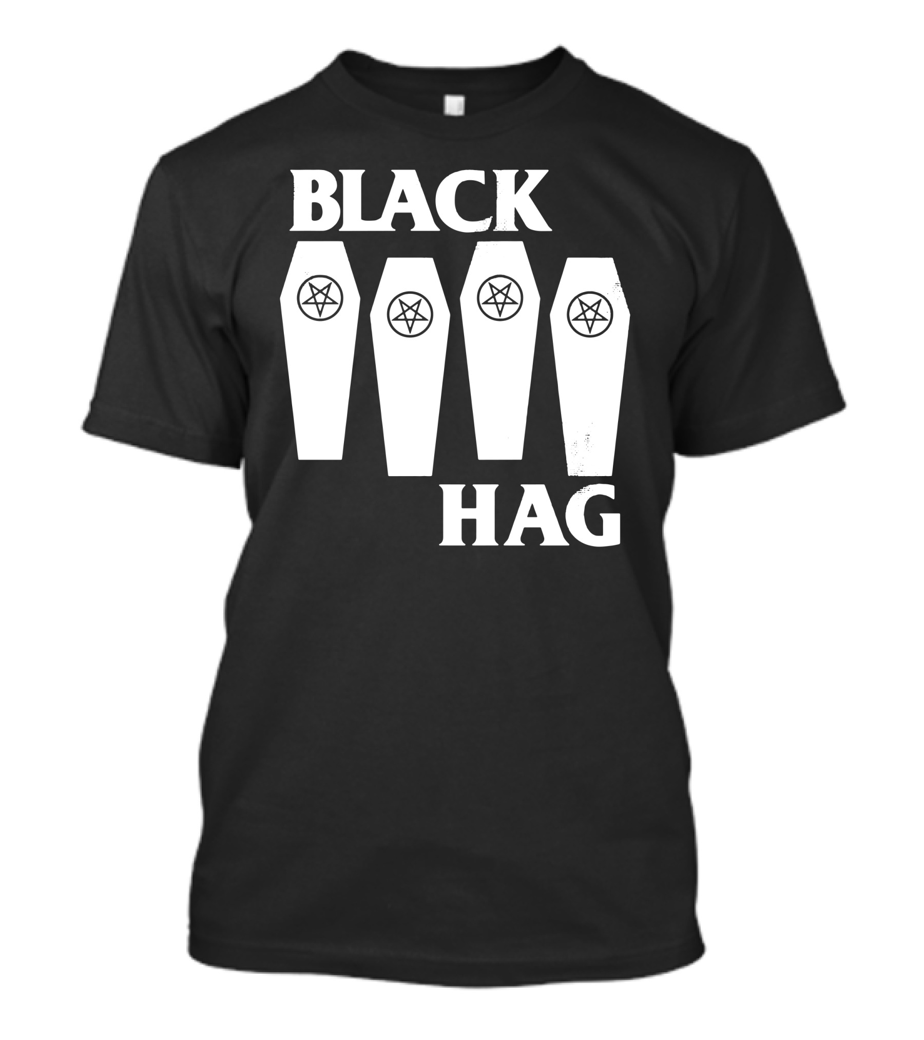 Black Hag Coffins Pentagram Occult Goth T-Shirt