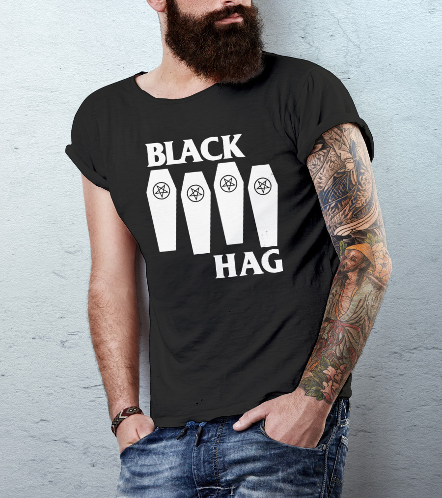 Black Hag Coffins Pentagram Occult Goth T-Shirt