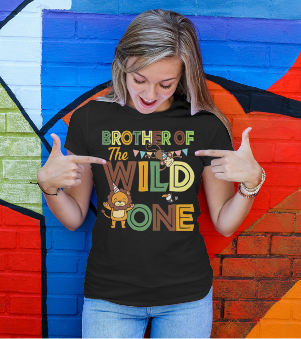 BROTHER OF THE WILD ONE LION MONKEY TOUCAN PARTY T-Shirt